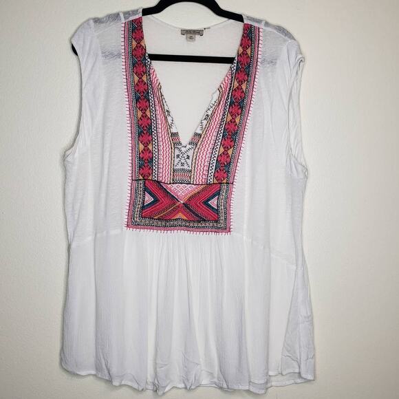 Lucky Brand Tops - Lucky Brand| Embroidered Aztec Top